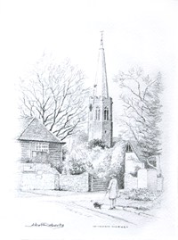 John Roberts - Wickham Market church original drawing